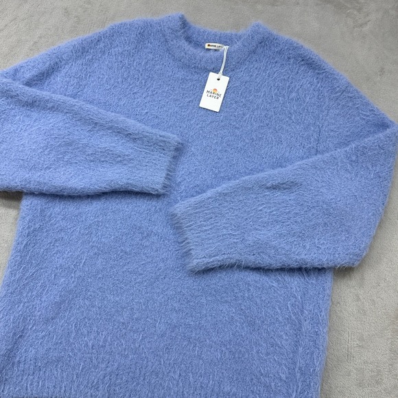 Marine Layer Sweaters - Marine Layer Teddy Eyelash Crewneck Sweater Women's L Hydrangea Coastal Holiday